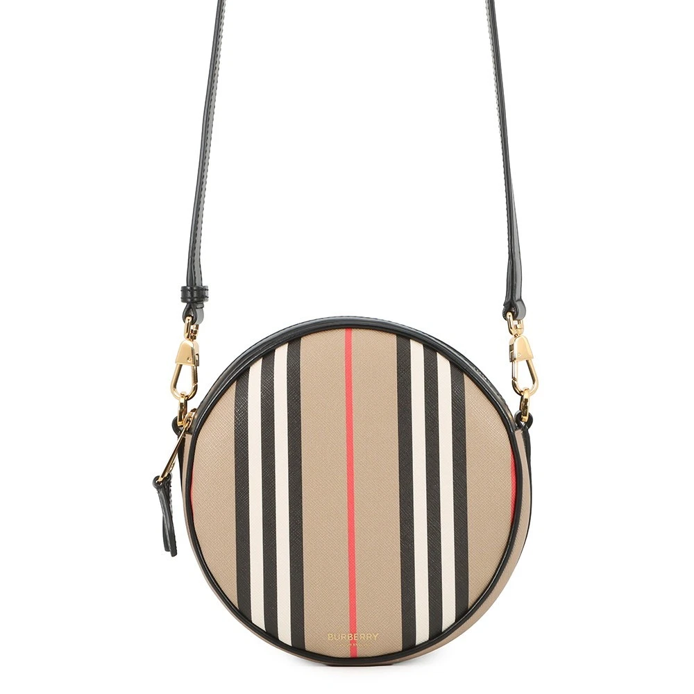 Burberry — BURBERRY Icon Stripe Louise Shoulder Bag PVC/Leather Beige/Black/White 8051846
