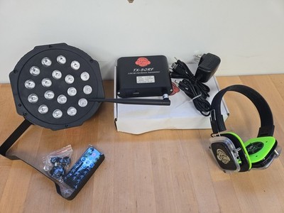 Lot Of 33 Silent Disco Sound System Headphones, Led Light And Transmitter READ**