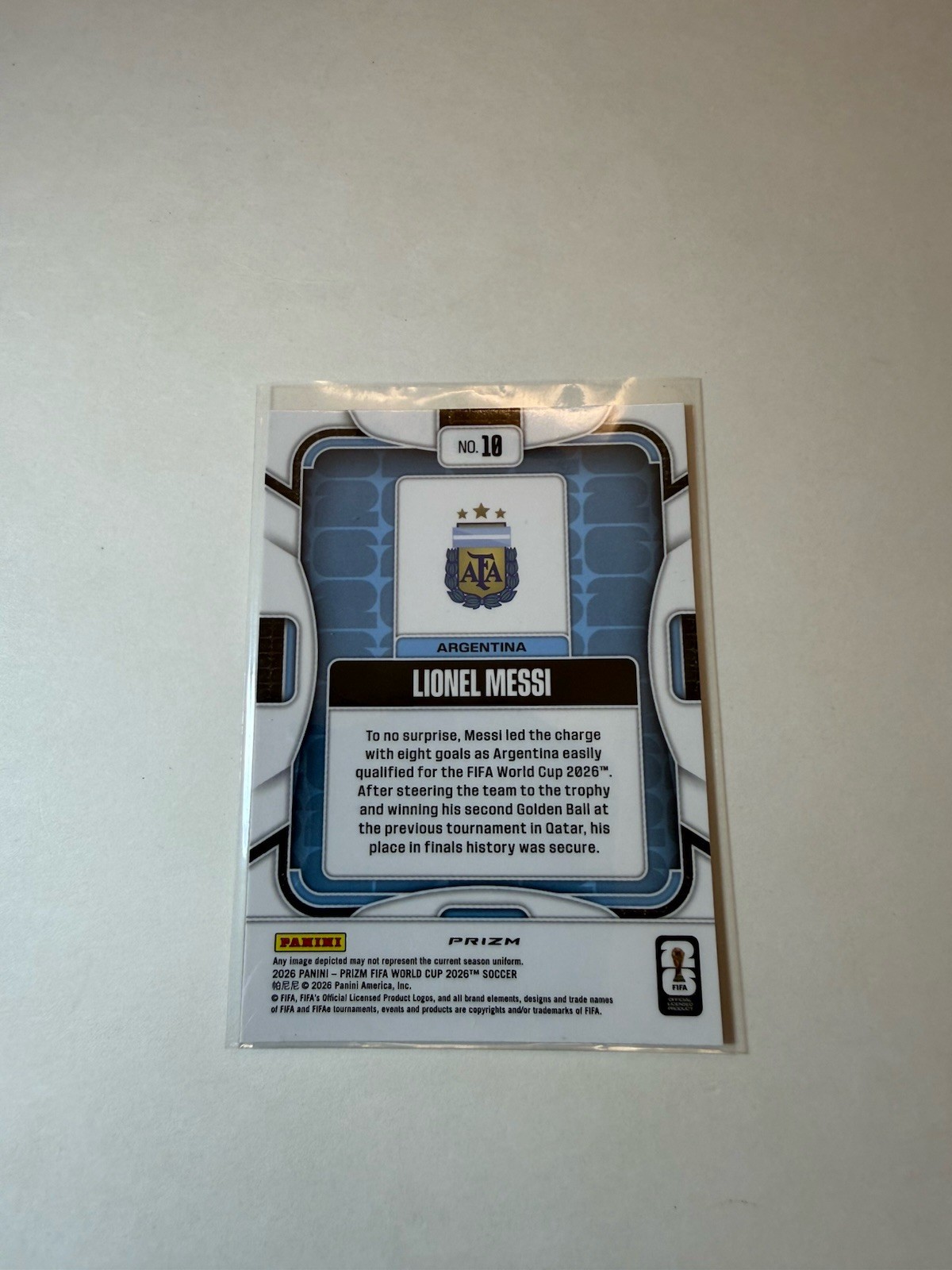 Panini Prizm 2026 Fifa World Cup Lionel MESSI Red, White, Blue Prizm ARGENTINA view 2