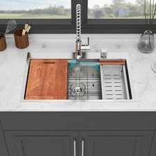 33" Drop in Kitchen Sink - 33 x 22 x 10 inch Kitchen Sink Drop-in Topmount
