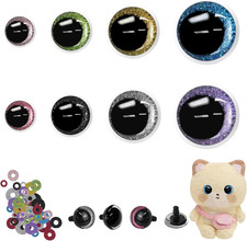 Safety Eyes for Crocheting with Washers, 12-25mm Amigurumi Eyes 3D Glitter, 72Pc