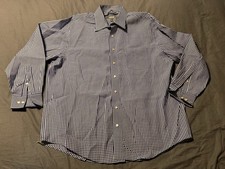Kenneth Cole Reaction Mens XL Blue Gingham Check Dress Shirt Long Sleeve 17 17.5