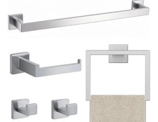 5 Pcs Towel Bar Set Bathroom Hardware Set Brushed Nickel Bath Accessories NEW