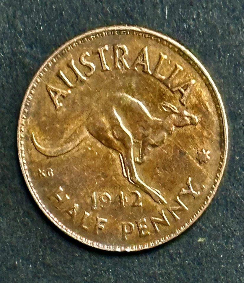 1942 AUSTRALIA 🇦🇺 1/2 Penny George VI Long Reverse Denticles 1942#172 - Image 2 of 4