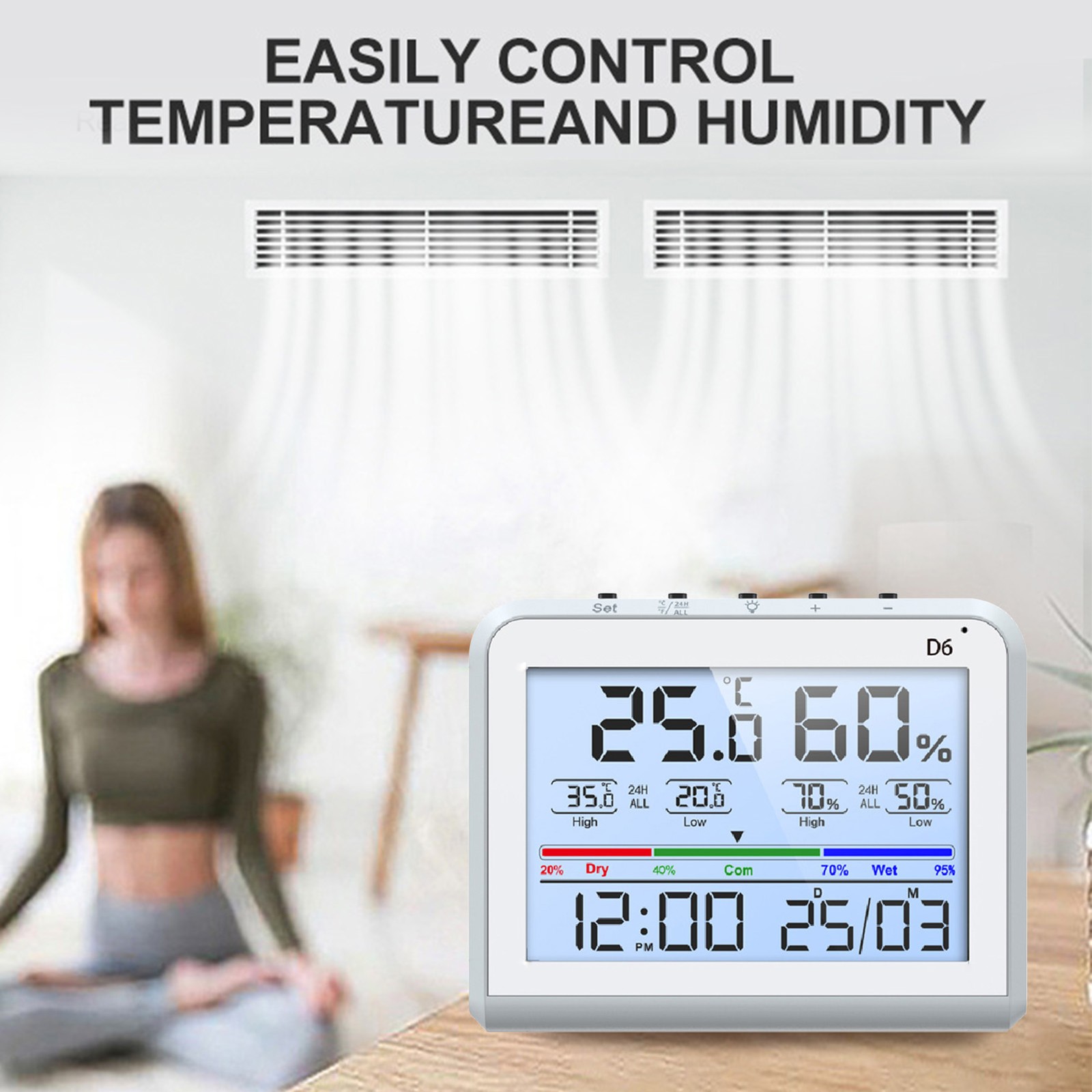 ✿ Room Thermometer Battery Powered Temperature Humidity Meter For Office