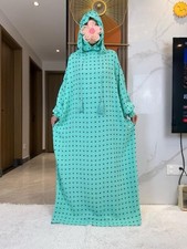 New Ramadan Muslim Two Hats Abaya Dubai Turkey Islam Prayer Clothes Solid Cotton