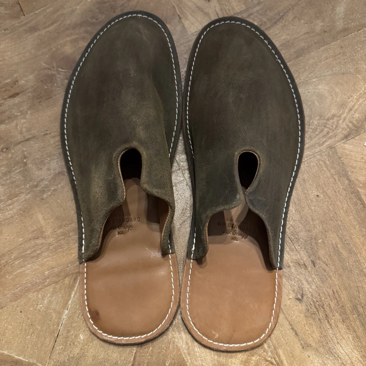 WP Standard Mr Grumpy slipper olive suede MXL Mr. Grumpy Leather Slippers | Uncrate Supply main image 3