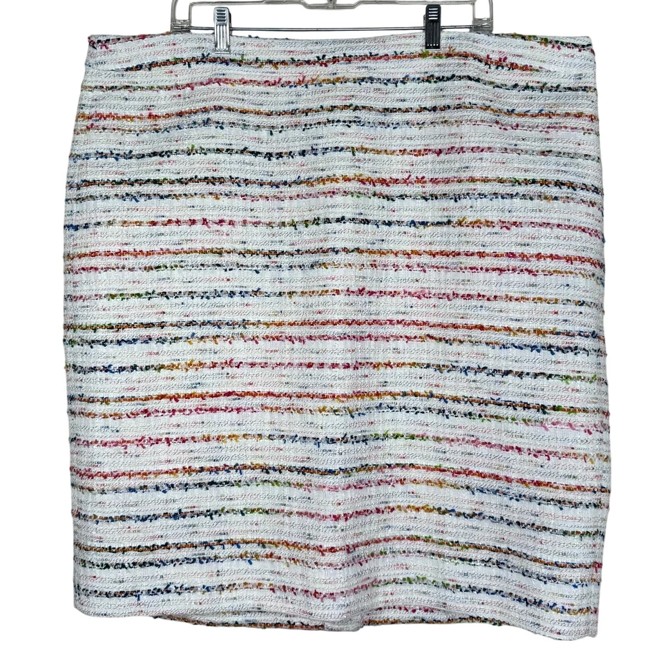 J.Crew No. 2 Pencil Skirt Tweed Multicolor Stripe Preppy Rainbow 20 NWT - Image 2 of 4