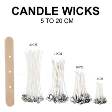 CANDLE WICKS PRE WAXED WITH SUSTAINERS LONG TABBED FOR CANDLE MAKING CRAFT UK