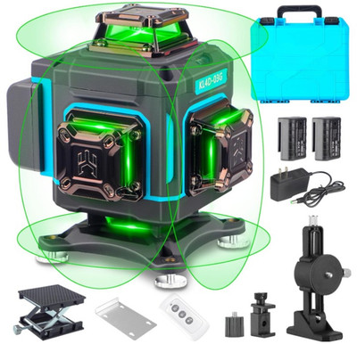 Nivel Láser Verde 4x360° Autonivelante con Pantalla y Control Remoto, Nuevo