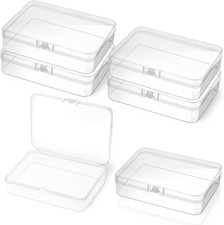 4 Pack Small Plastic Boxes with Hinged Lids, 4.5 X 3.3 X 1.1 Inch Rectangular Cl