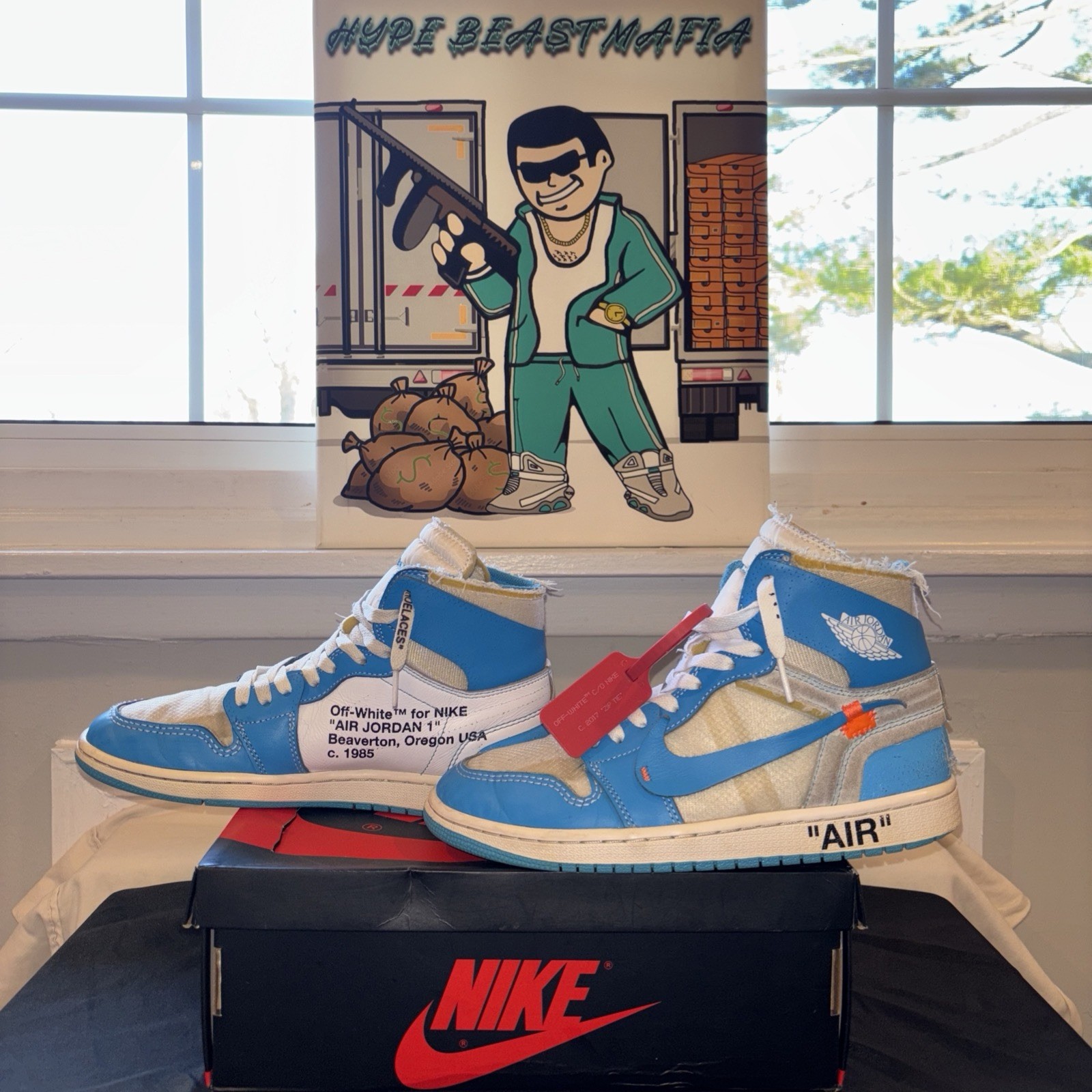 OFF WHITE X NIKE Sneakers Off White x Nike Air Jordan 1 UNC uomo taglia 8