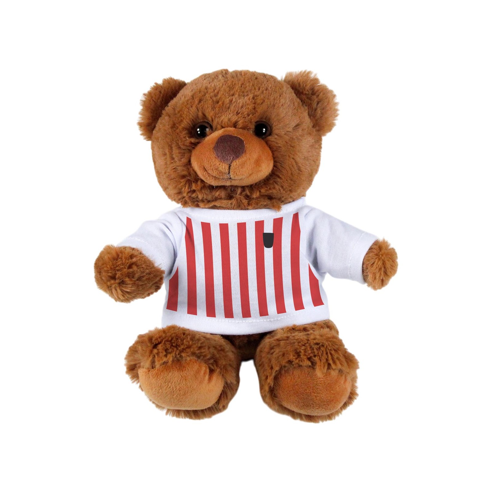 Football Teddy Bear - Dark Brown Stuffed Bear Gift with Red & White T-Shirt