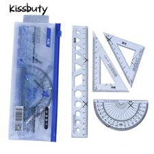 4pc Geometry Drawing Ruler Set Triangle Straightedge Protractor School Office