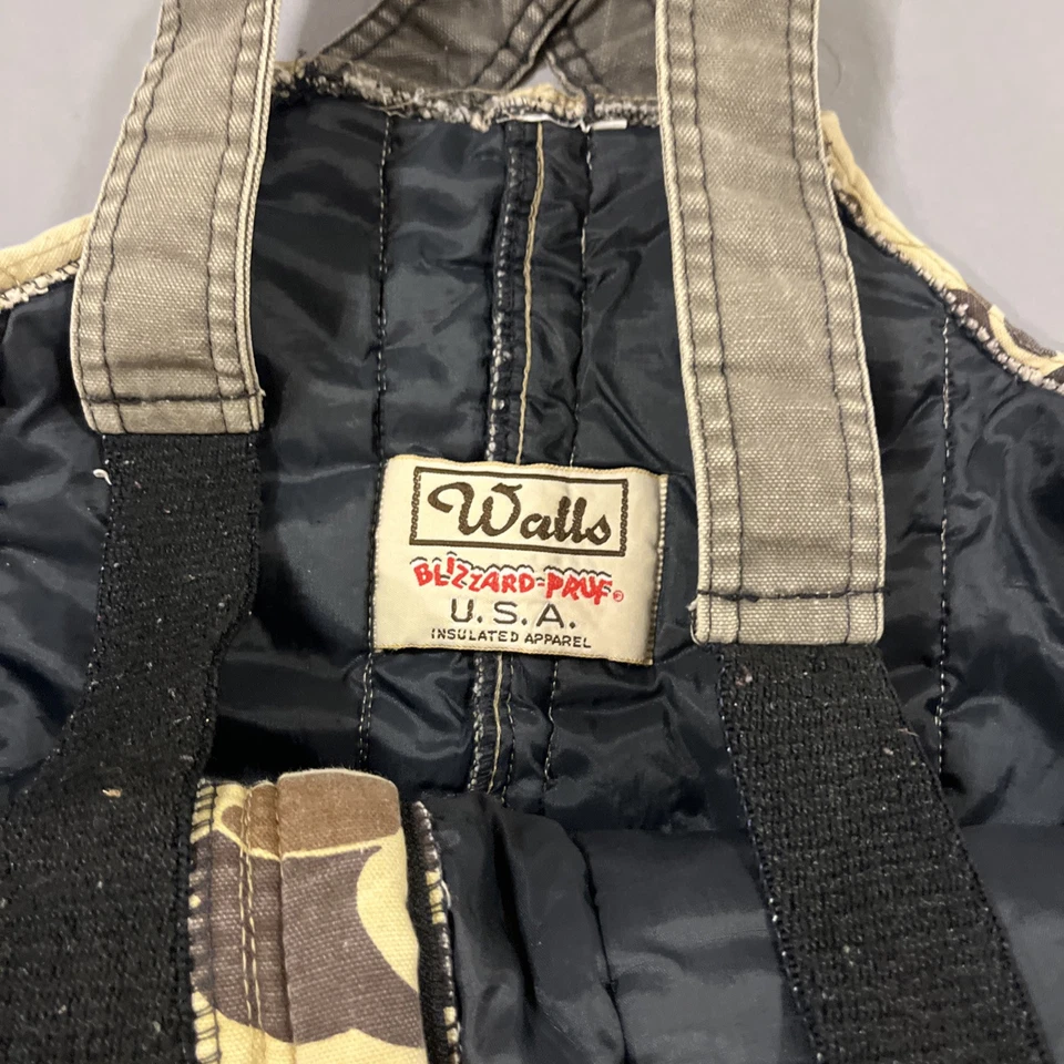 Vintage Walls Blizzard Bruges Camo Overalls Size L Hunting Outdoors Distressed - Image 4 of 4