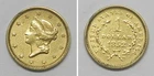 X7385  1852 USA One $1 Liberty Gold Dollar Coin, XF details, cleaned