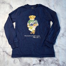 Polo Ralph Lauren Blue Polo Bear T Shirt Boys Size 7 L/S F48