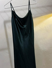 Ekouaer Women's Green Full Slip Dress Cowl Neck Spaghetti Strap Size S