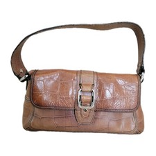 Fossil Vintage Brown Crocodile-Embossed Leather Y2K Design Handbag Single Strap