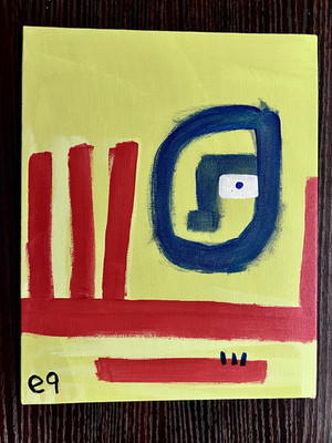 e9Art 8x10 'as i lay (pandemic) dreaming' outsider art brut naive abstract raw