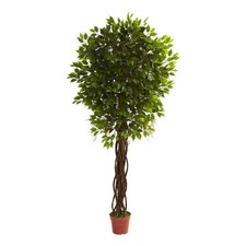 Nearly Natural Indoor/Outdoor 90" Ficus Tree UV Resistant in Green/Orange