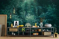 3D Green Forest Self-adhesive Removeable Wallpaper Wall Mural Sticker 56