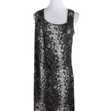 Michael Michael Kors Maxi Dress Womens S Gray Snakeskin Sleeveless Cocktail