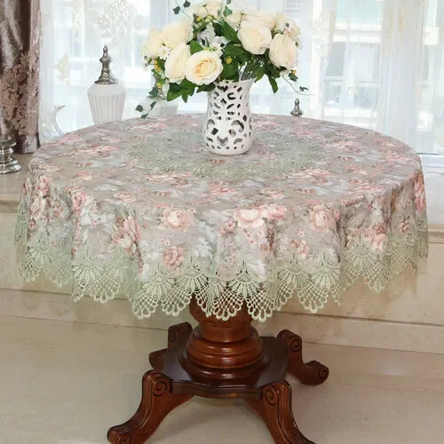 Lace Tablecloth Pastoral Round Tablecloth Table Cloths Embroidery Table Cover - Imagen 33 de 41