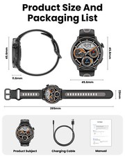 1.43" HD Smart Watch For Android iOS AMOLED Display 3ATM waterproof Compass GPS 10