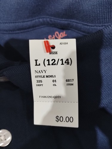 NWT Cat & Jack Size L (12/14) School Uniform Polo Shirt Short Sleeve Navy, #U48 - Picture 4 of 4