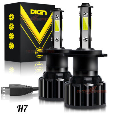 2x H7 LED Headlight Bulbs Kit High Low Beam 6000K Super White Light 2x H7 LED Headlight Bulbs Kit High Low Beam 6000K Super White Light