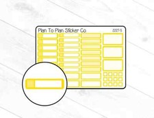 2227-5 Yellow Mixed Labels Boxes Planner Stickers.