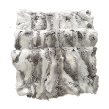 Real Fur Throw Natural Rabbit Fur Blanket High Quality Tanned Leather 1.8x3.6ft