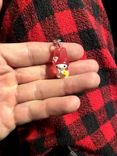 Sanrio Characters My Melody Transparent Rabbit Ears w/ Basket Charm Zip Pull