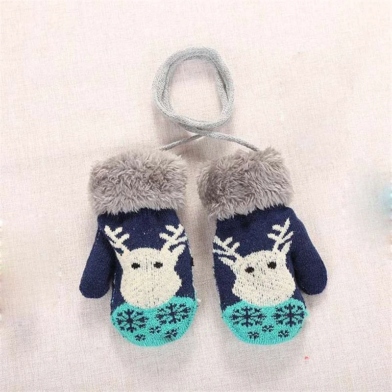 Guantes de Invierno Niños Niñas Niños Guantes Mitones Cálidos Piel Falsa Cuello Cuerda Foto 4 de 4