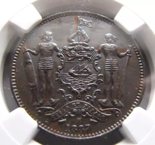 British North Borneo KM2 1 Cent 1887-H NGC UNC. details (surface hairlines).