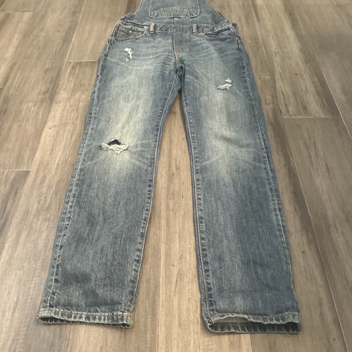 Gap Denim Overalls Pants Girls Size Large Distressed Straight - Picture 5 of 7