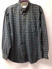 Men  s Columbia Collared Long Sleeve Navy  Green Button Down Shirt. Size M