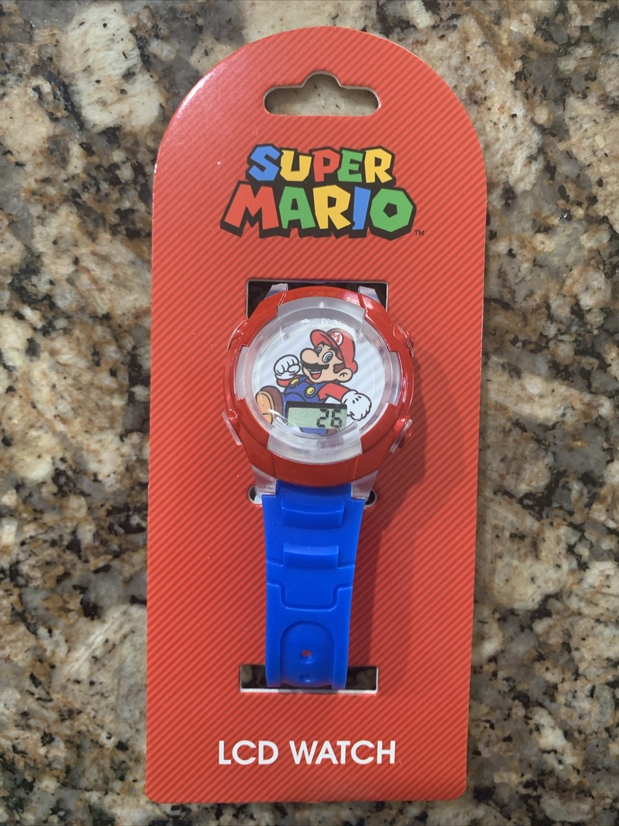 Nintendo Super Mario Kids' LCD Blue Red Digital Wrist Watch