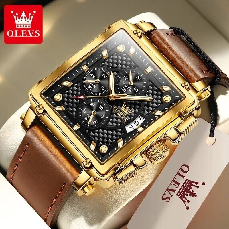 Montre luxe carrée pour homme d'affaires avec cadran chronographe raffiné