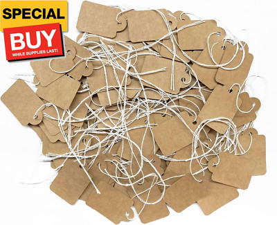 200Pcs Kraft Price Tags with String Attached, Marking Strung Writable Price Labe