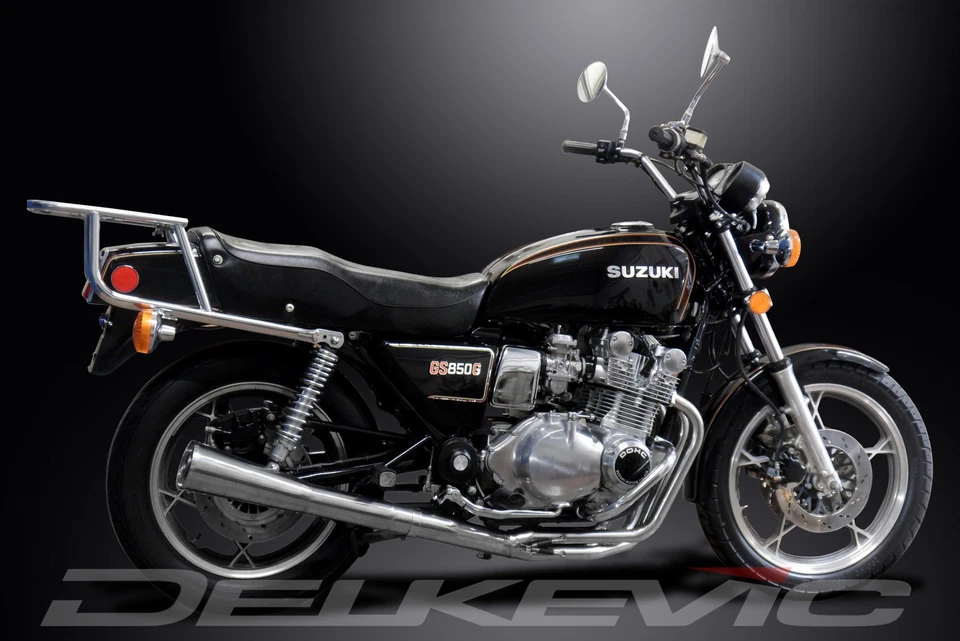 Silenciador de megáfono de acero inoxidable 4-1 escape completo Delkevic 1979-1981 Suzuki GS850G Foto 4 de 4
