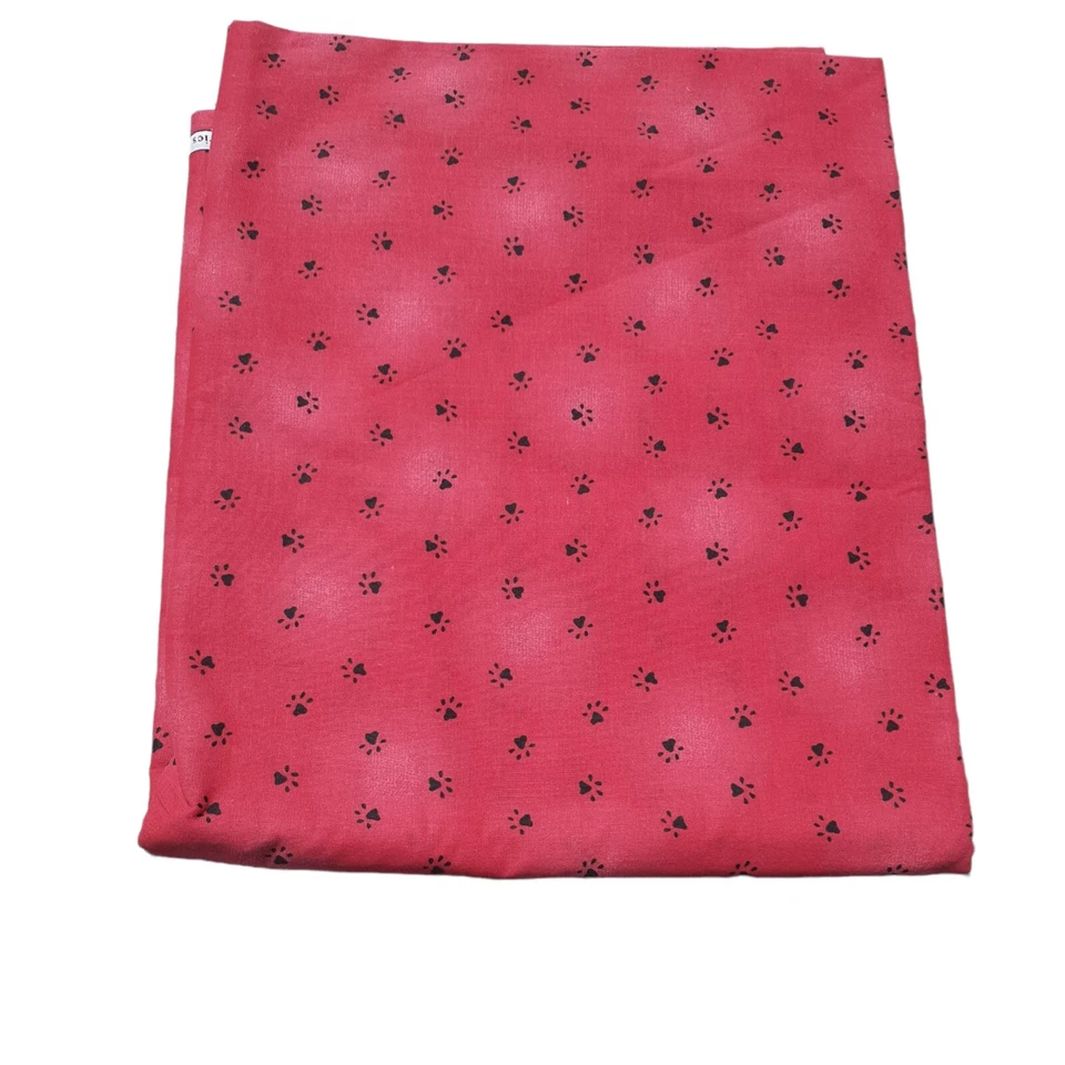 Christmas Sewing Red Fabric Pet Paws Dog Cat Quilt Craft 2 yds x 44" - Image 2 of 4