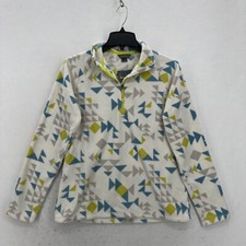 Eddie Bauer Quest Fleece 1/4 Zip Pullover Women's Medium Raglan White Geometric
