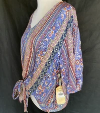 COTTON & RYE OUTFITTERS Size XXL Wallpaper Tie-Front Women's Blouse Shirt NEW