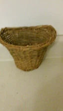 Vintage Willow Wall Basket -  Wicker, Flat Back 8in top, 7in length,4in bottom 