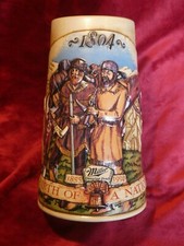 Miller Birth Of A Nation Beer Stein Lewis & Clark Expedition tall mint ceramic