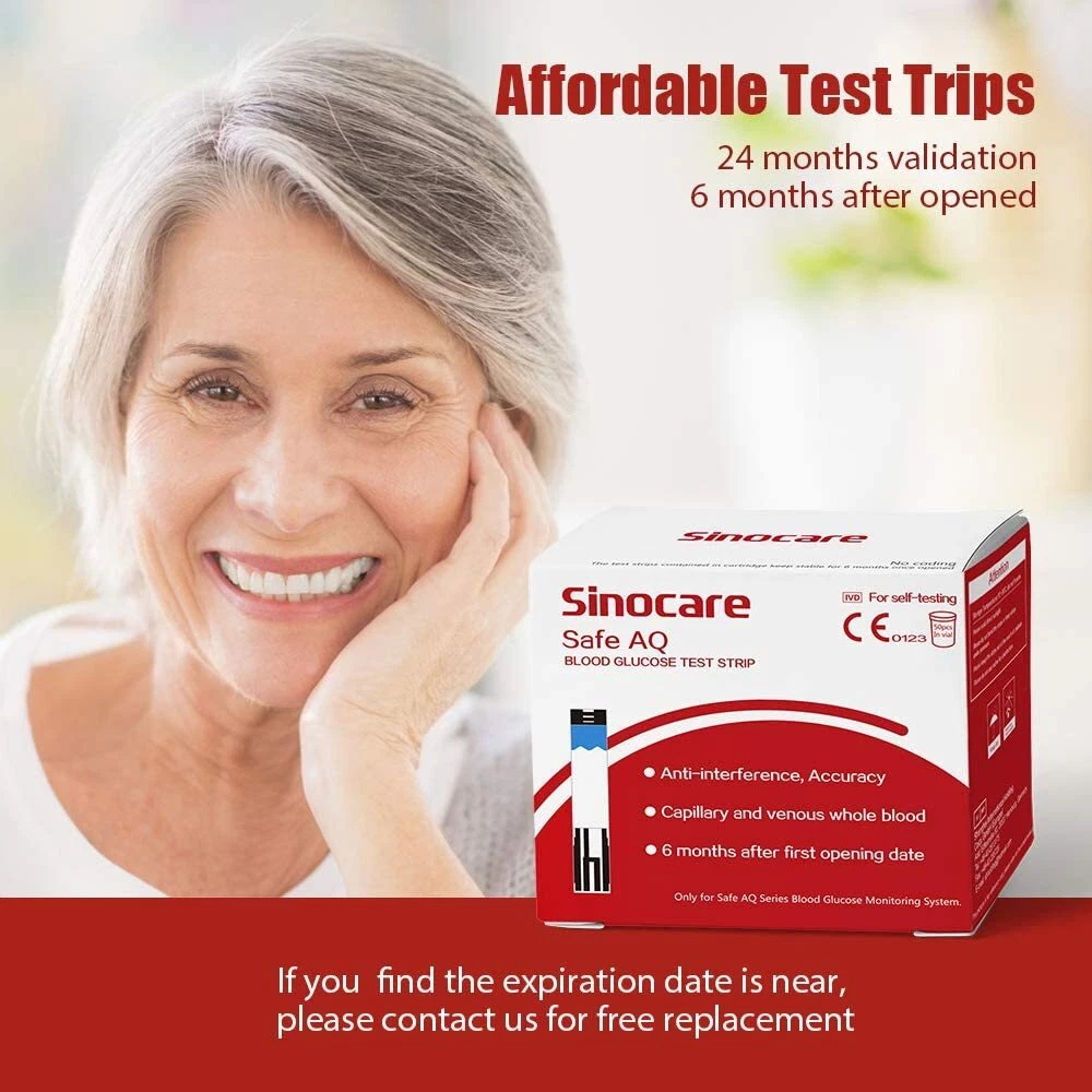 Sinocare Safe AQ 50 tiras reactivas Limitado a un instrumento gratuito