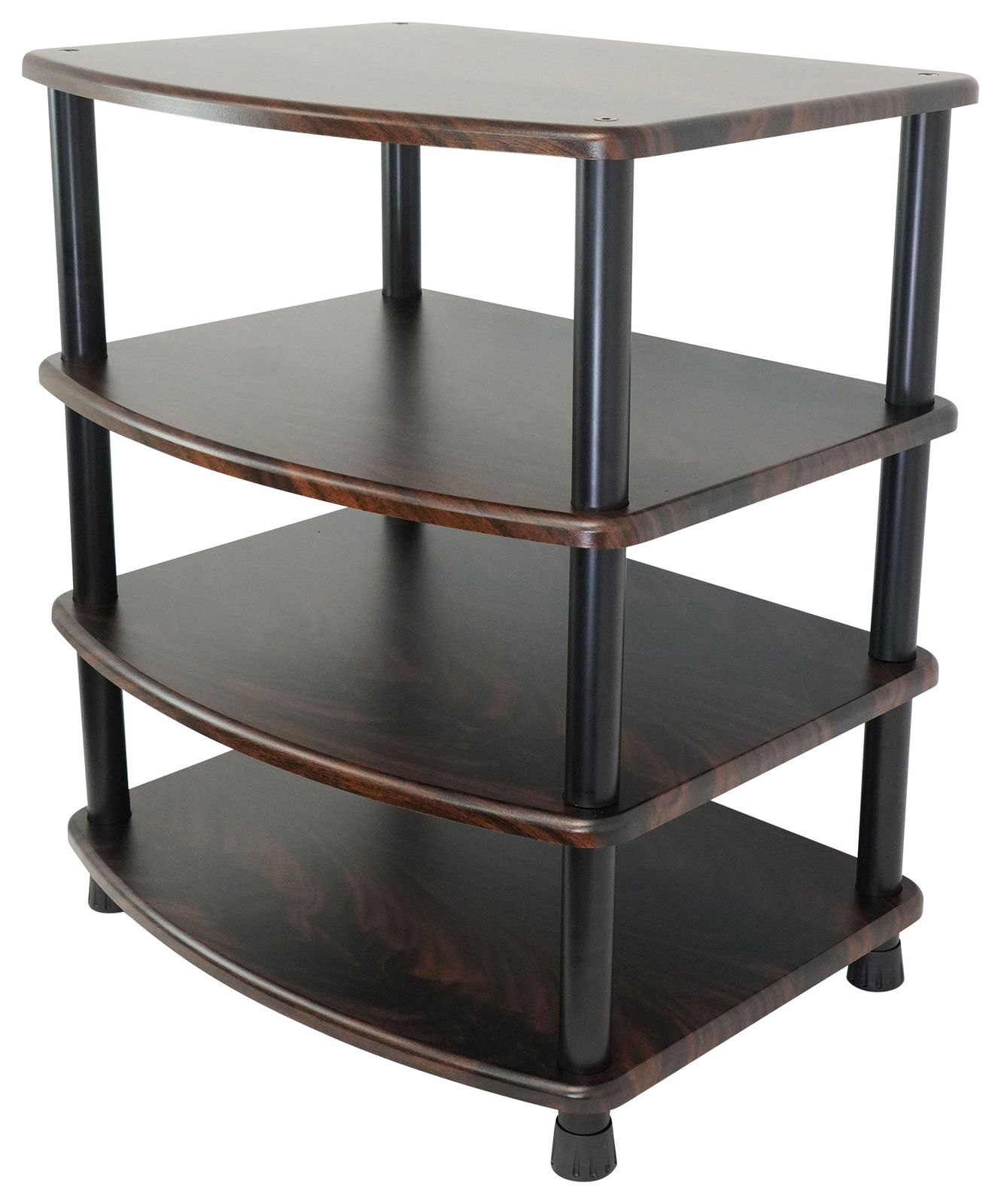 Rockville FLX Dark Wood Adjustable Height 5 Shelf Home Theater Audio Rack Stand