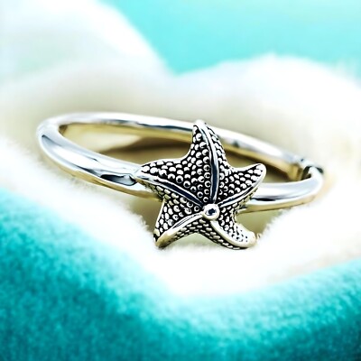 925 Seestern Armreif Sterlingsilber - leichtes 6,5'' Klapparmband 1394